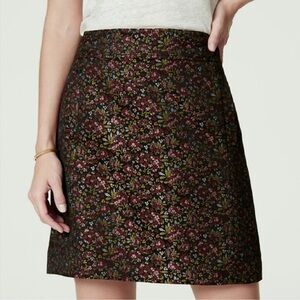 Ann Taylor LOFT | Hydrangea Pocket Shift Skirt Brocade Jacquard Floral Mini 00‎